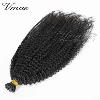 

VMAE Indian Raw Virgin Natural Black Pre Bonded Cuticle Aligned Human Hair Keratin Stick Prebonded Afro Kinky Curly I Tip