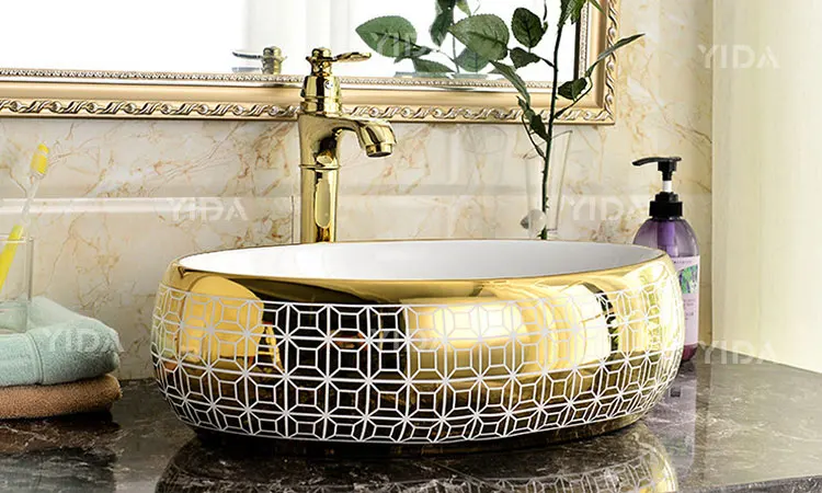 China golden morocco sinks, foshan basin sinks, luxury bathroom design