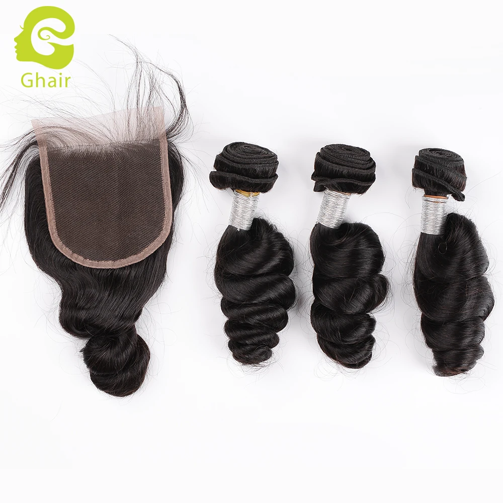 

Brazilian hair bundles wet and wavy single loose wave weft and closure