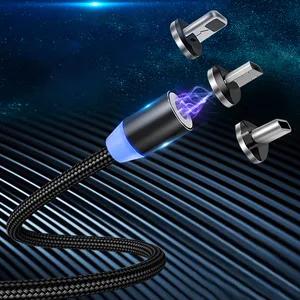 Nylon Braided Magnetic Type C Fast Charging Usb Cable, Mobile Phone Micro Usb Charger Data Cable