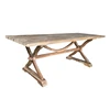 Made in China french antique style restaurant home solid wood dining table design with cross legs