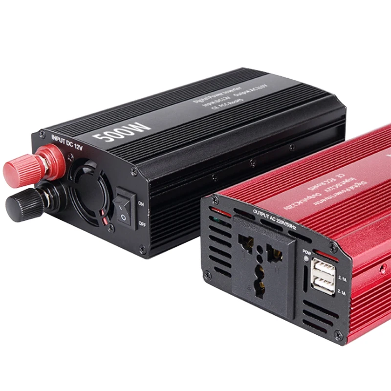 Keenso DC 12 V a 110 V con 2 salidas de CA y puertos USB de 2.1 A para electrodomésticos en caso de emergencia Inversor de corriente para coche de 500 W cortes 