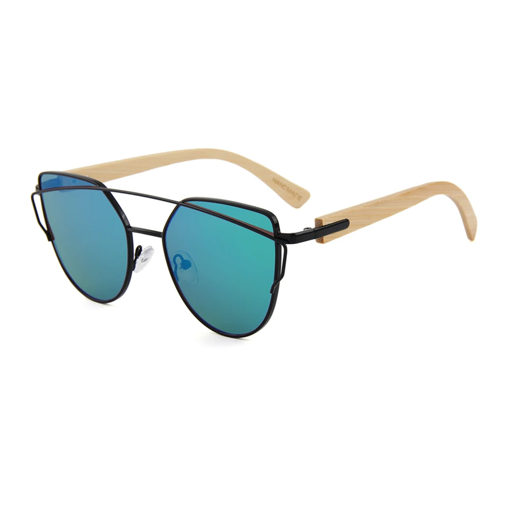 

2019 fashion wholesale bamboo temples metal frames custom logo sunglasses