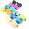Gold Orange Full Frame Standard Size dark lens cat eye polarized sun glasses wood bamboo rimless sunglasses