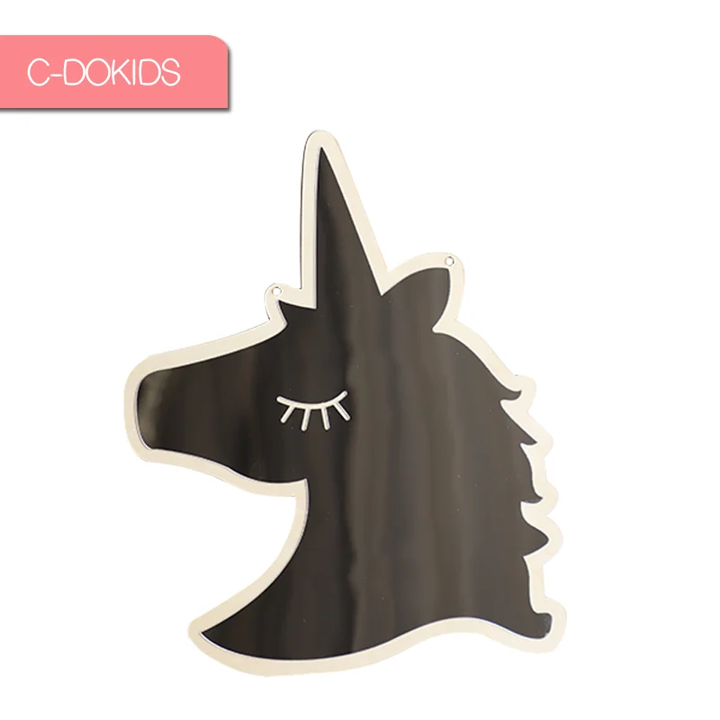 

New INS mirror with cartoon shaped unicorn for kids' room decoration