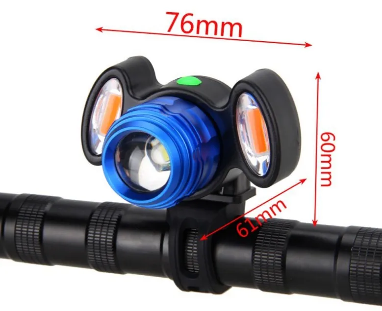 Zoomable XM-L T6 +2 x COB RED LED Front Bicycle Bike light