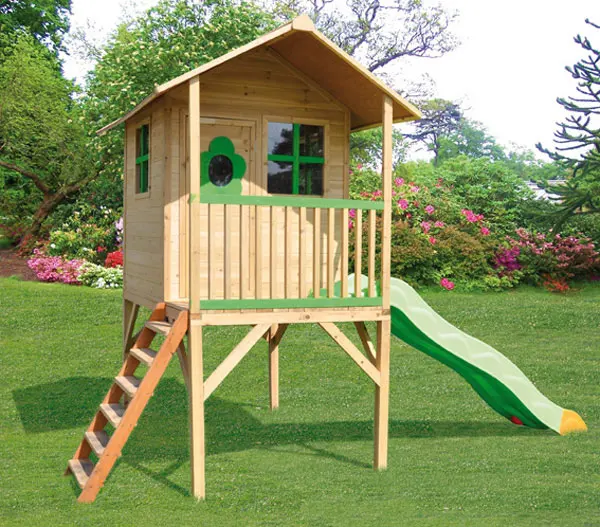 wooden wendy house with slide