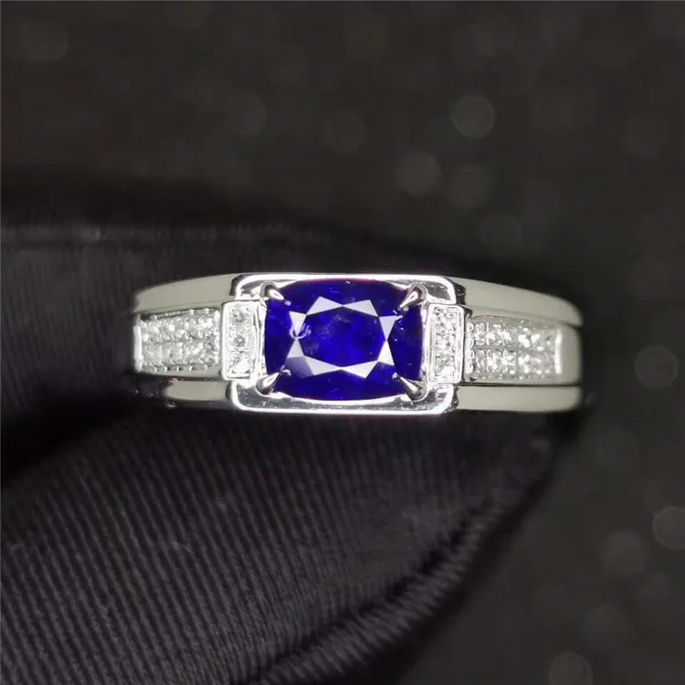 

Saudi Arabia luxury band jewelry 18k gold South Africa real diamond 1.21ct Sri Lanka natural blue sapphire gemstone ring