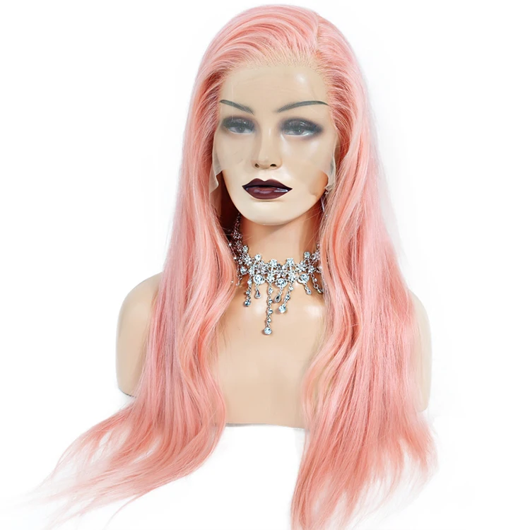 

Wholesale 10a grade 150% density straight hot light pink virgin human hair full lace wig, All colors