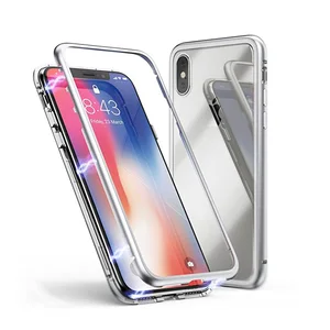 New Design 2019  Aluminium Frame Bumper Magnetic Metal 9H Tempered Glass Phone Case for iPhone Samsung Xiaomi  Huawei