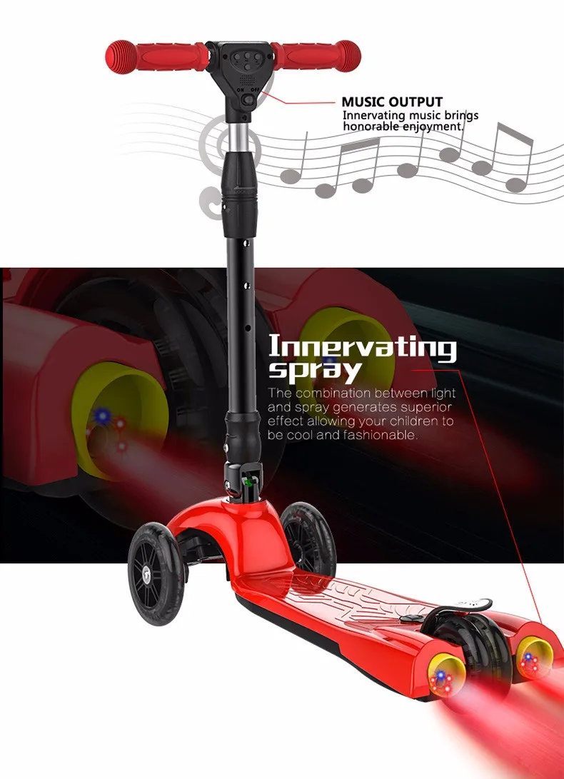 Led Wheel Kids Foot Spray Scooter Water Gas Kick Pedal Mobility E