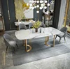 Italian Dubai Rectangle Marble Top Dining Table Set 6 Seater