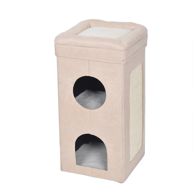 Sisal materials pet house bsci cat scrtacher house with storage and bed