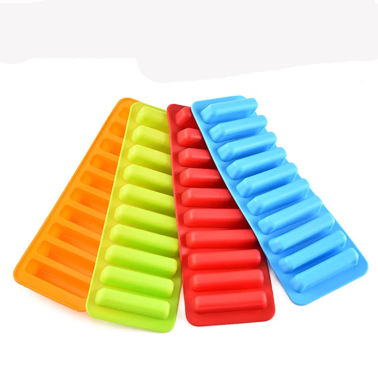 

BPA free Silicone Ice Stick Cube Trays Water Bottle Ice Stick Tray Silicone Ice Cube Tray Cookie Molds, Red ,orange ,blue ,green