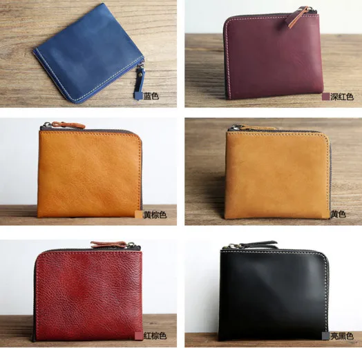 
100% crazy horse leather mini purse zipper small coin wallet for man 