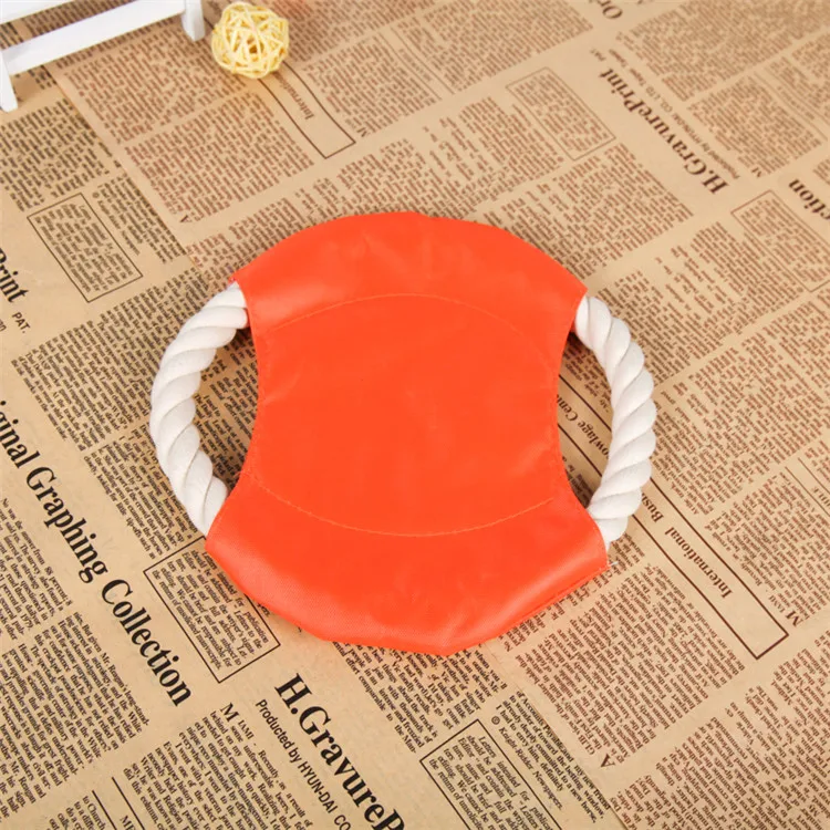 
Customize LOGO dog training bite cotton rope round flying disc dog toys 