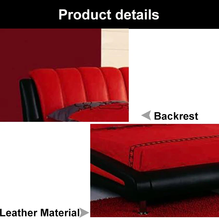 Super King Size Custom Color Living Room Furniture Red Black Modern