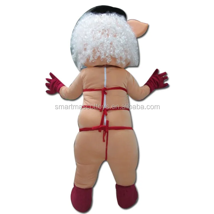 Good visual soft plush unisex white hair sexy pig costume for party life si...