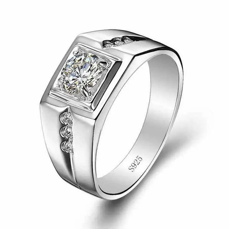 

Fine jewelry 100% 925 Sterling Silver Zircon men ring Free shipping