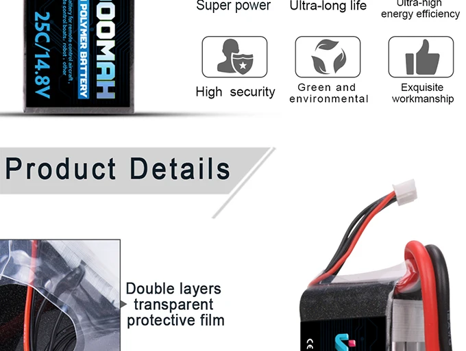 Li-ion battery pack 4s1p lipo 4s 5000mah 14.8v 50c polymer battery