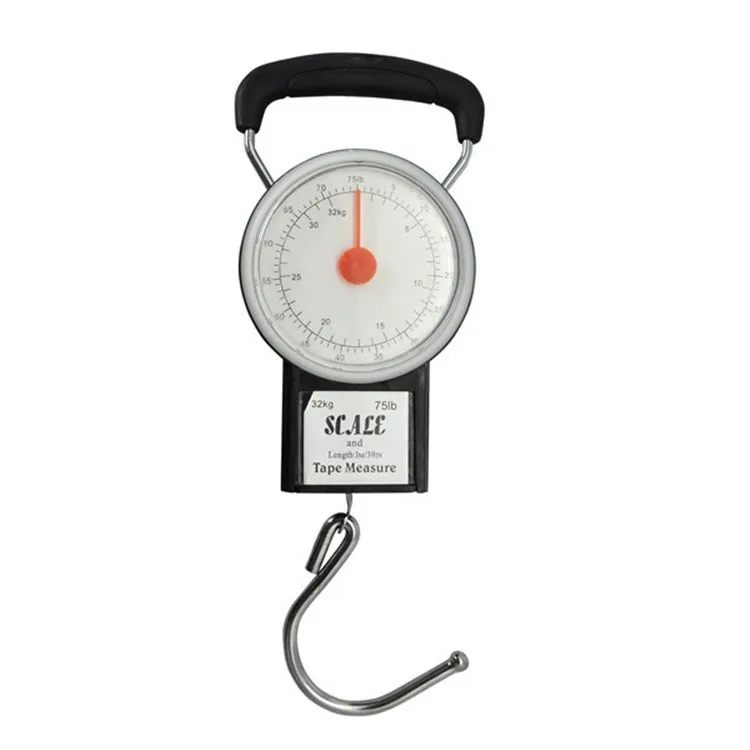 All For You Hanging Scale Mechanical Kitchen and Fish Fishing Scale Max 75LB Multi-Purpose Portable Hand Held Dial Weight Scale with Tape Measure 