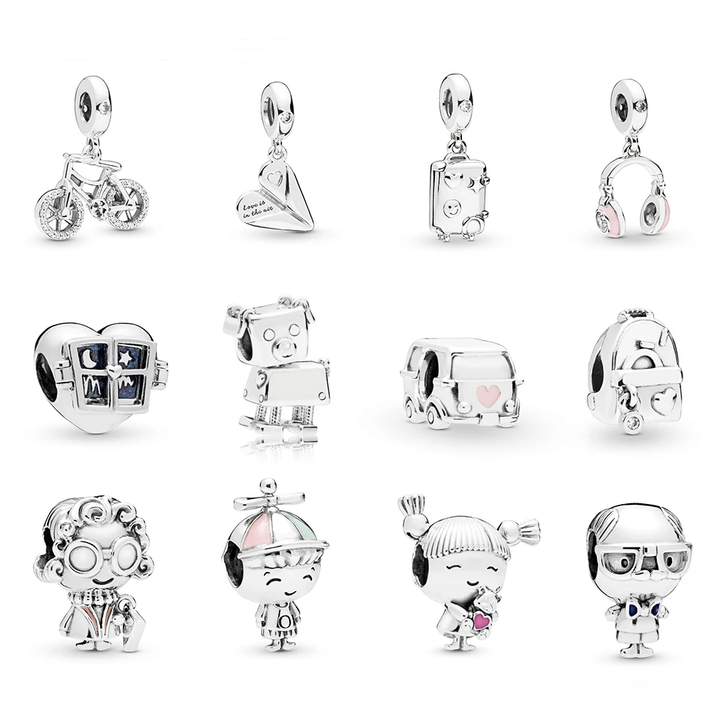 

100% 925 Sterling Silver LIFE MOMENTS Preview Bicycle Van Bag Suitcase Family Hanging Charm Bead Launched in Succession