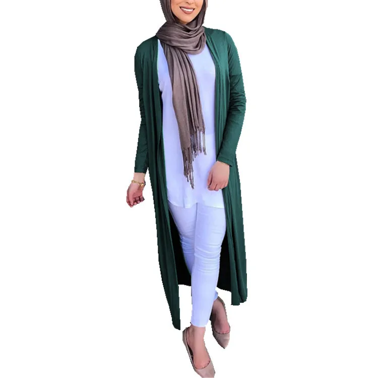 

Cheap Simple Design Fashionable Solid Color Cotton Open Abaya, Khaki;green;black;gray;beige