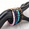 Natural stone beaded message bracelet stainless steel engraved bar bracelet natural stones
