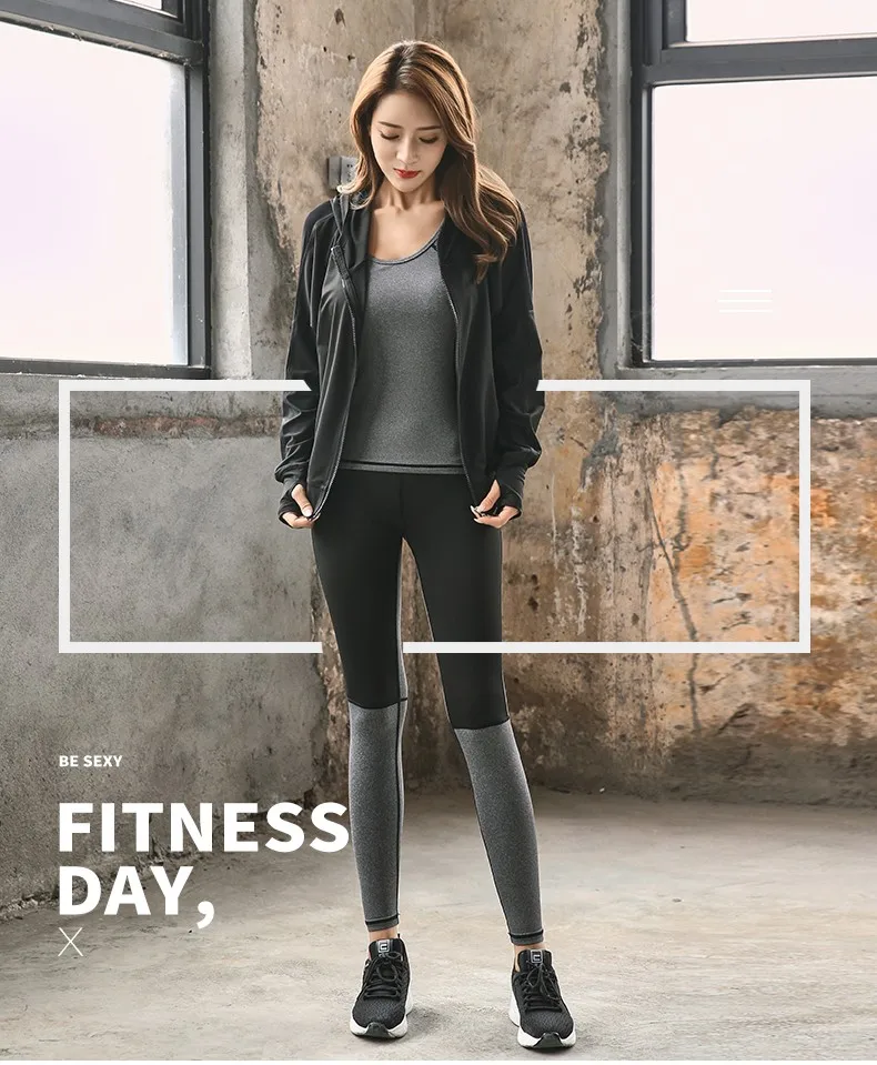 Women Sports Clothing Autumn Winter Yoga Suit 3 Pieces Set Fitness