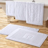 

Hot Selling Custom Logo Super Absorbent Non-slip 100% Cotton Hotel 32s Bath Mat