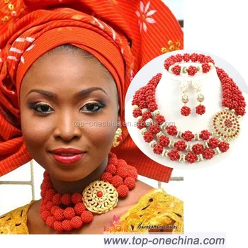 African Fashion Crystal Beads Jewelry Nigeria Wedding Bride Necklace ...