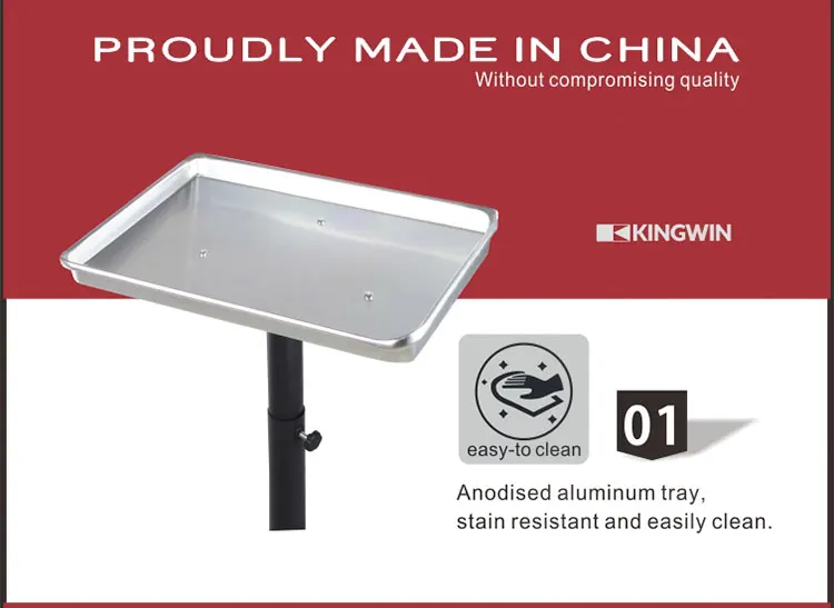 Beaty Professional Aluminum Instrument Tray Rolling Salon Hair Instrument Tray Trolley Cart