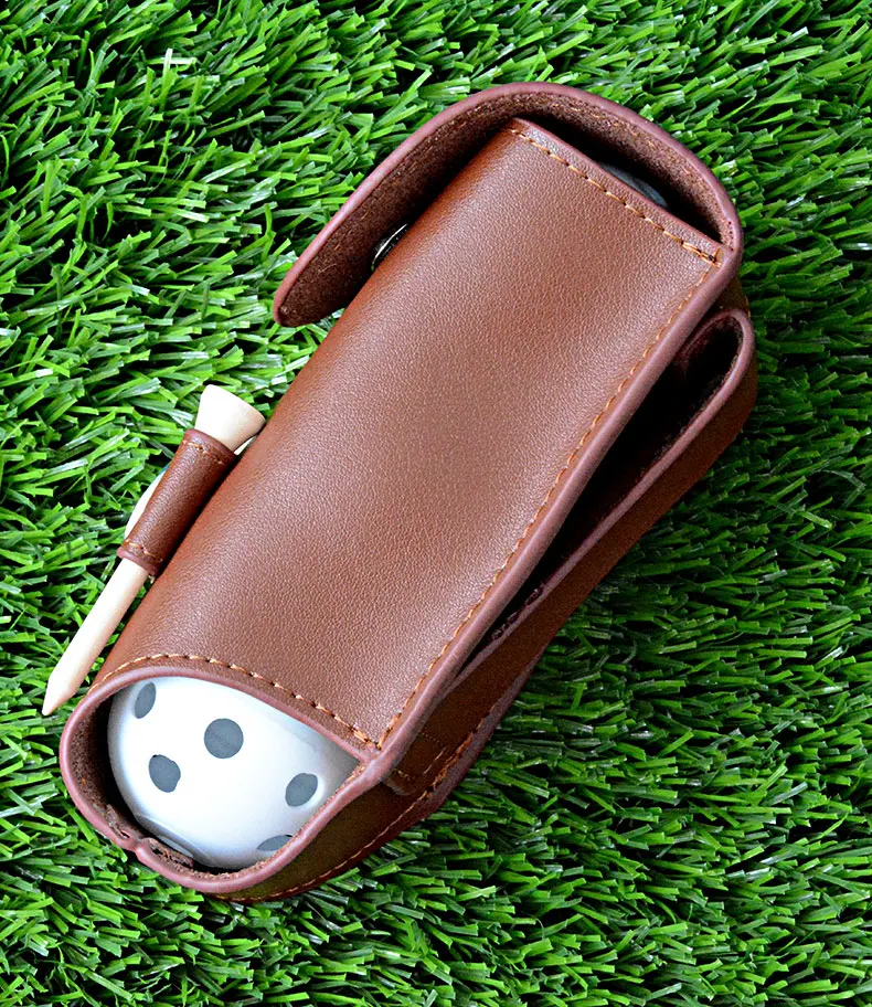 Hot Sale High Quality Pu Leather Mini Golf Pouch For 3 Balls,Golf Tee,Ball Marker Portable Golf