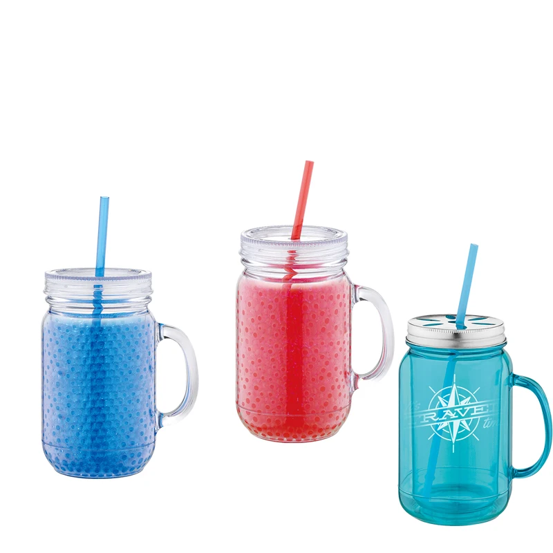 Double Wall Gel-filled Acrylic Freezer Mason Jar Mugs With Lids And ...