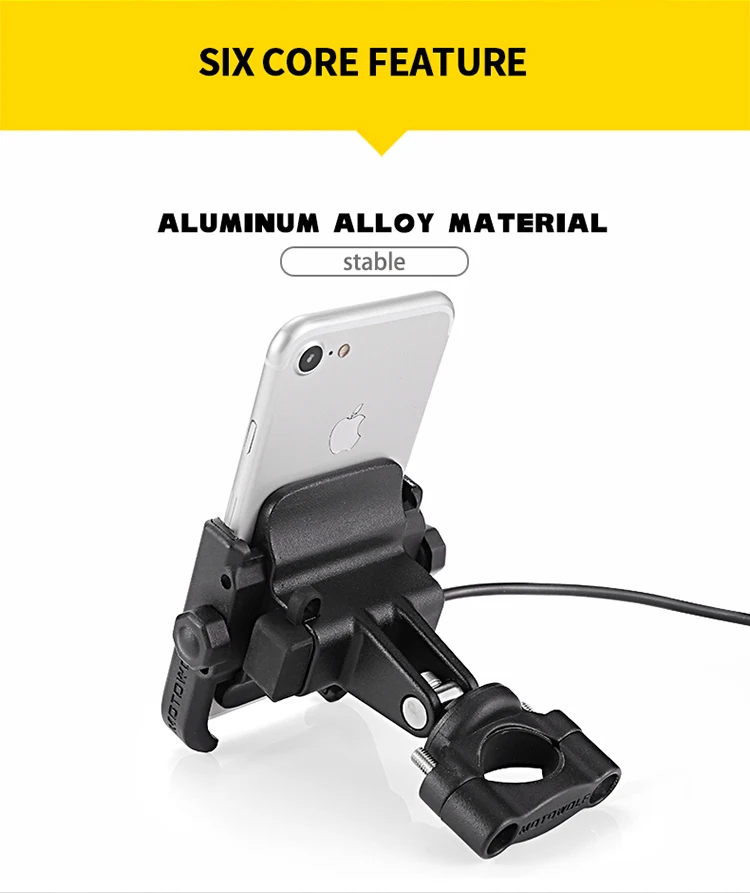 MOTOWOLF 4-6.5 Inch Aluminum Mobile Stand Bicycle Motorcycle Cell Phone Holder For Outdoor Riding