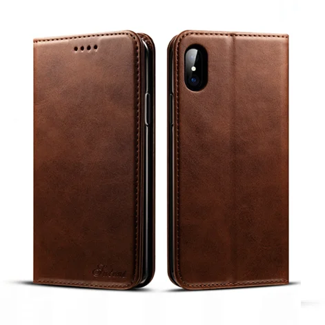 

Luxury Retro Magnetic Slim Flip Wallet Leather Mobile Phone Case Cover with card holder For Iphone X, Black;brown;orange;red