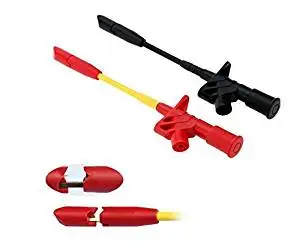 SODIAL TP168 4mm Banana Socket Connection Wire Heavy Duty Insulation Piercing Probe Test Clip Fully Insulated Quick Pierce Testing Clips Multimeter Spring