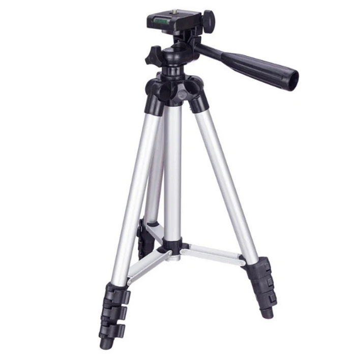 

Foldable Aluminum flexible 3110 camera tripod for camera and with remote for mobile, Siliver