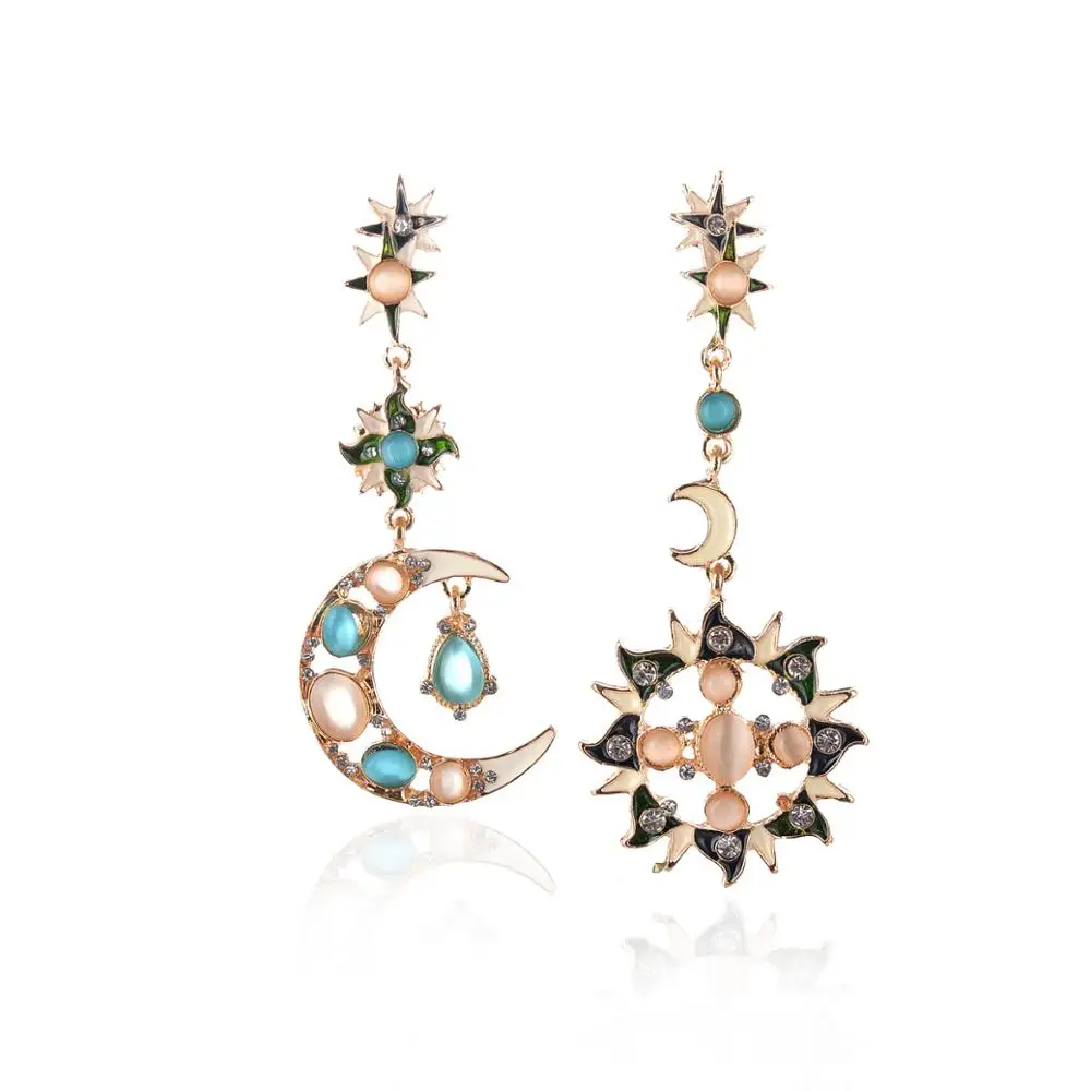 

Korean fashion simple sun moon irregular earrings, N/a