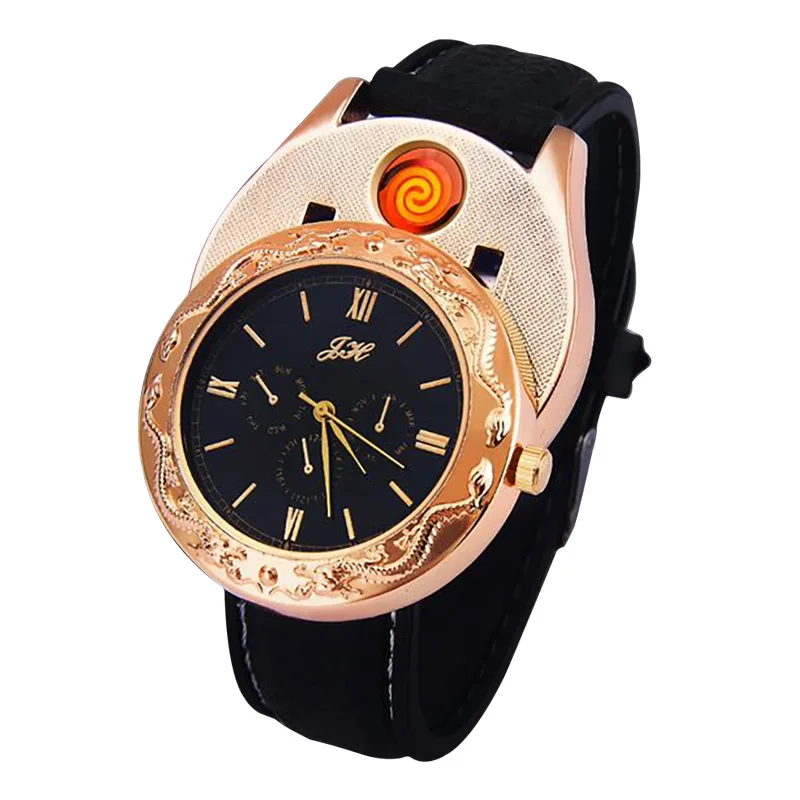 

MLT210-2019 New Arriving Wrist Watch with USB Lighter Rechargeable Cigarette Lighter Watch High-end USB Watch Lighter, Colorful as pictures