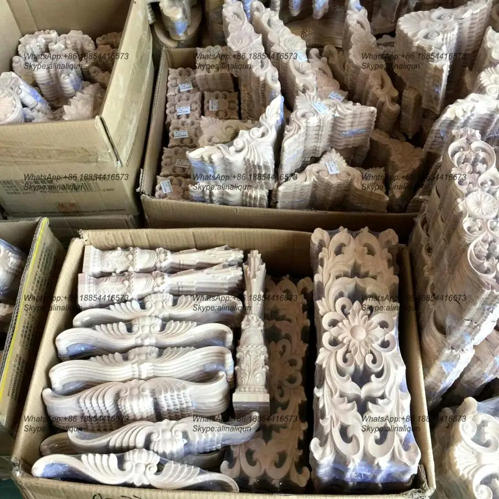 Wood carving antique wood flowers furniture onlays