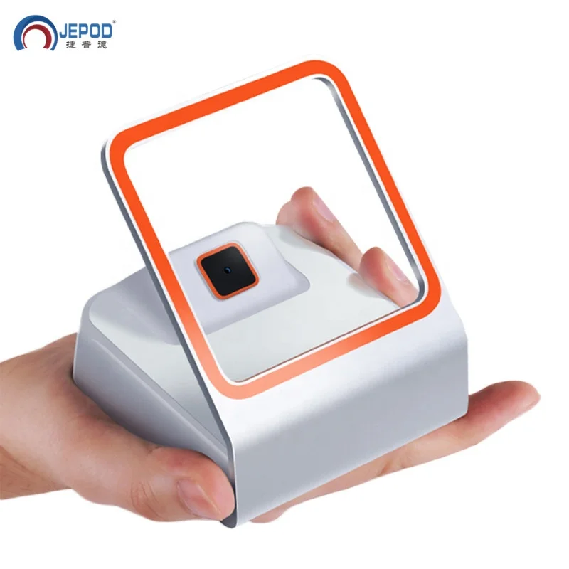 

NEW! JEPOD JP-NS010 plug and play barcode scanner qr codes scanner with USB LED auto barcode reader for coffee shop