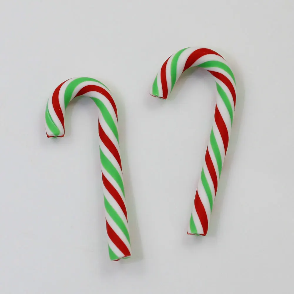Cute Kawaii Resin Flatback Cabochons Scrapbooking Home Christmas Decoration Clay Christmas Red White Candy Cane Craft