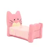 Roogo resin hot sale handmade kindergarten series desk decor mini pink cat bed furnishing articles for sale