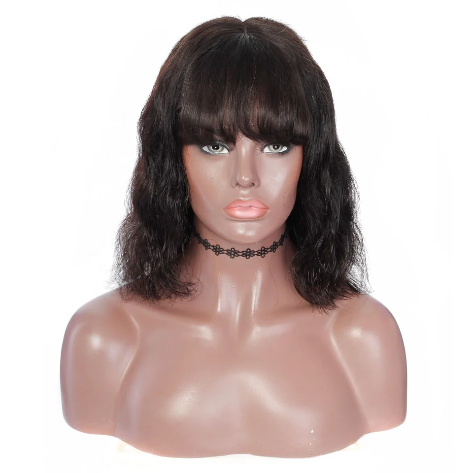 

Short human hair wig bob body wave lace wig, Natural black;#1b