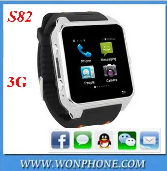 

S82 Smart Wrist Watch Android Phone 3G WCDMA Smart phone Android 4.4 MTK6572 Dual Core GPS Bluetooth 4.0, N/a