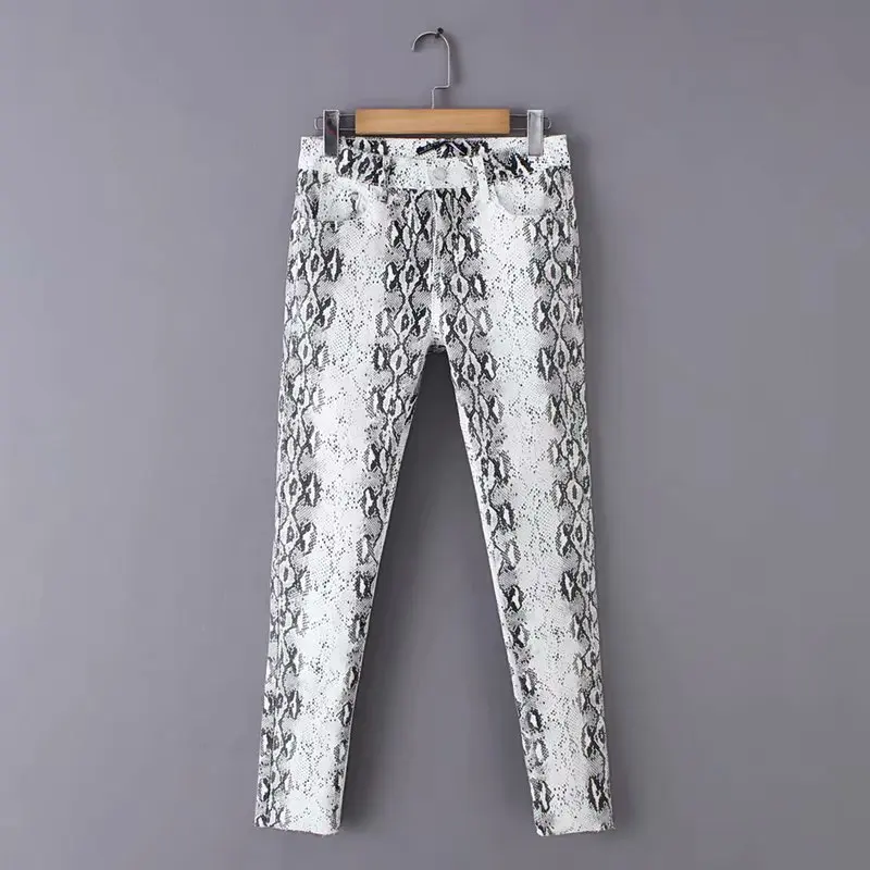 

NS3981 New Fashion European Women Casual Straight Sneaker Printed Pants, As picture