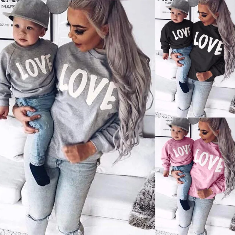 

Family Matching Clothing Love Mother And Daughter Clothes Family Look T-shirt Mother Son Outfits Cotton Letter Dad Son Clothes