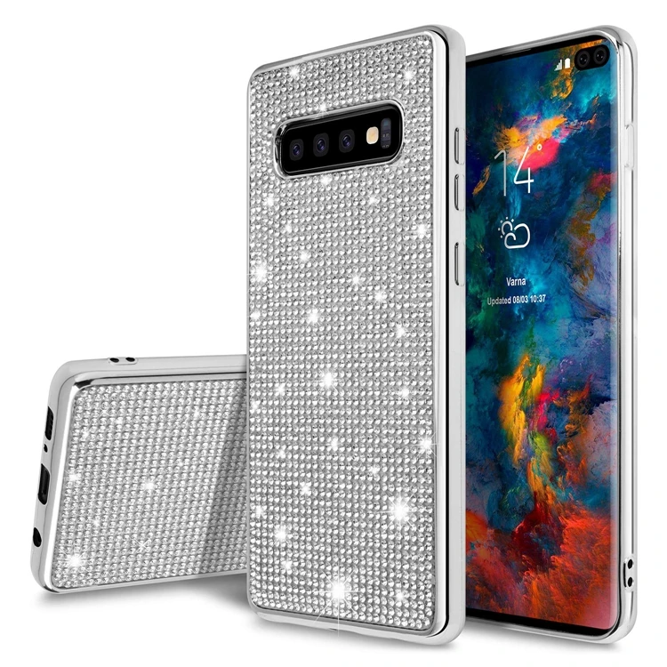 

3D Diamond Sparkle Phone Case Cover,Luxury Bling Bling Case For Samsung Galaxy S10, Silver