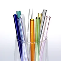 

Eco Friendly Colorful Reusable Drinking Straight Borosilicate Glass Straws